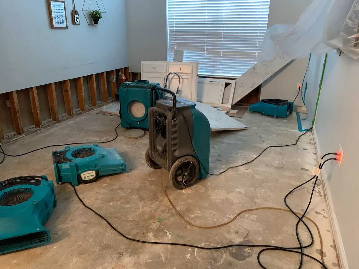 Dehumidifier in flood-cut room for Water Damage Restoration in Groesbeck